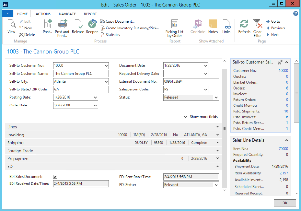 screenshot of Aptean Food & Beverage ERP bcFood Edition